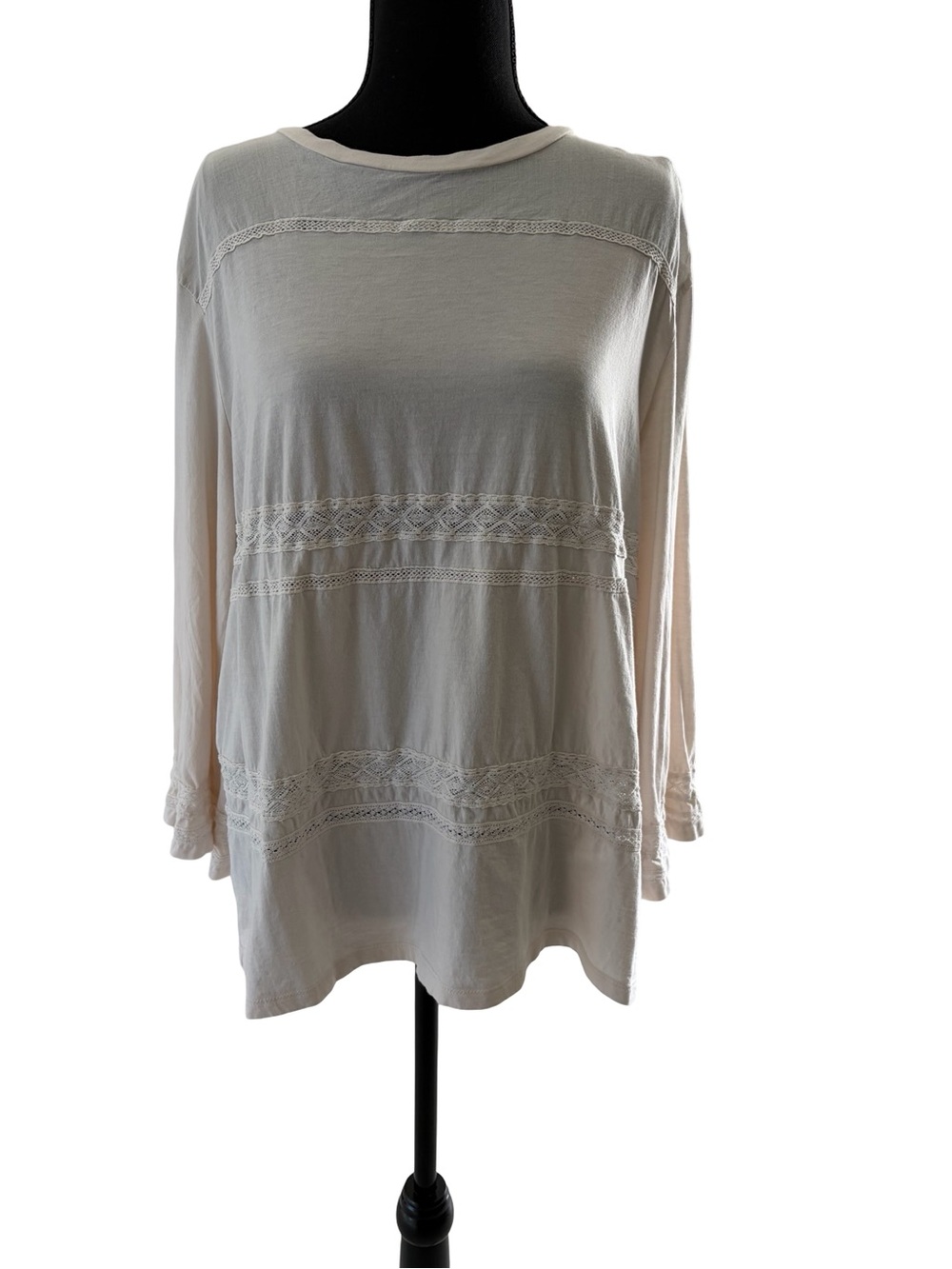 Ralph Lauren Cream Lace-Detail Long Sleeve Top